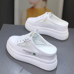 Summer Mesh Surface Platform Heel-free Lazy Stylish And Lightweight White Shoes