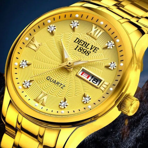 Fashion Alloy Steel Belt Waterproof Luminous Men&